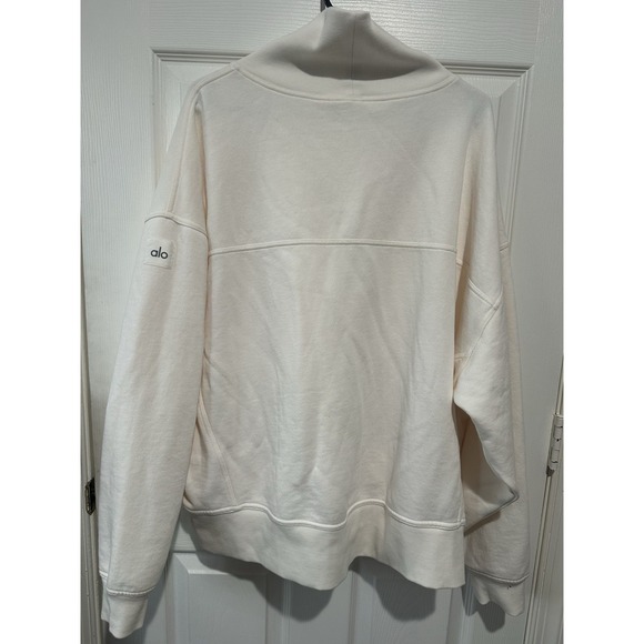 Alo Hazy Mock Neck Pullover Ivory Large - Picture 4 of 9